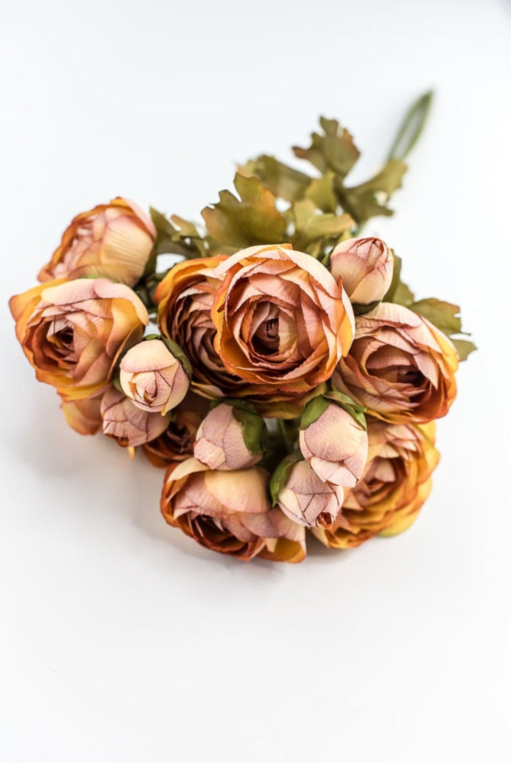 Creamy Peach Blush Tipped Ranunculus Bundle - Greenery Marketartificial flowers26058