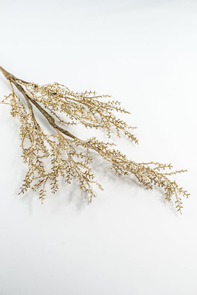 Crystal and Gold Iced Twig Spray - Greenery Market32146-WTGD
