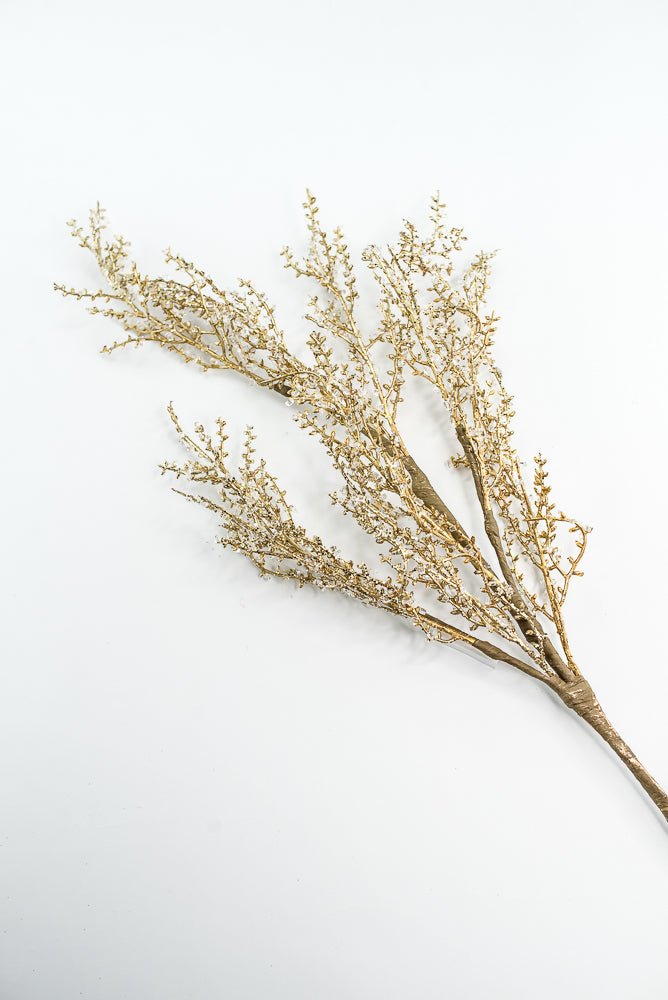 Crystal and Gold Iced Twig Spray - Greenery Market32146-WTGD