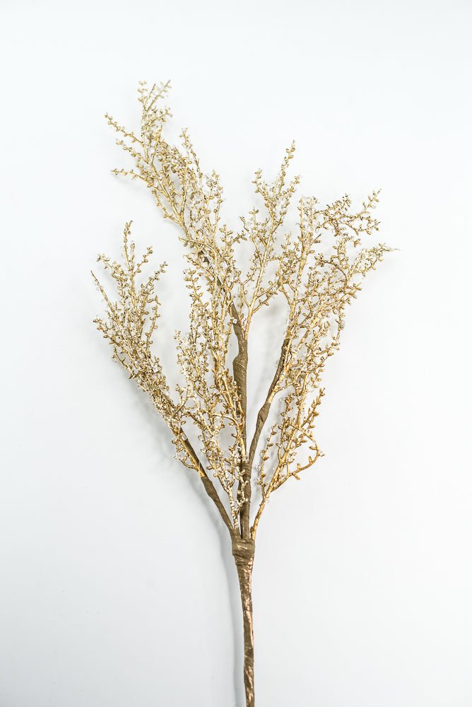Crystal and Gold Iced Twig Spray - Greenery Market32146-WTGD