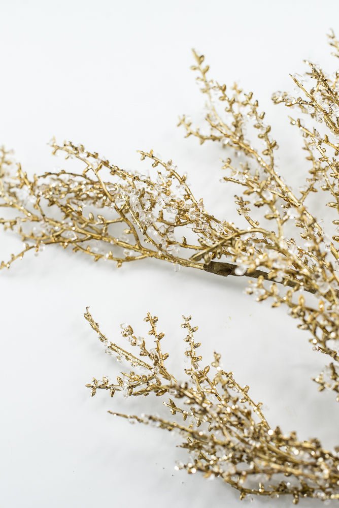 Crystal and Gold Iced Twig Spray - Greenery Market32146-WTGD