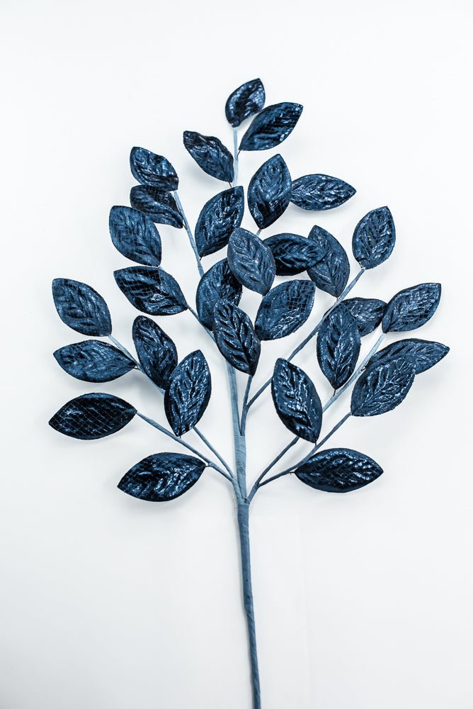 Dark Blue Metallic Leaves Spray - Greenery Market86267DKBL