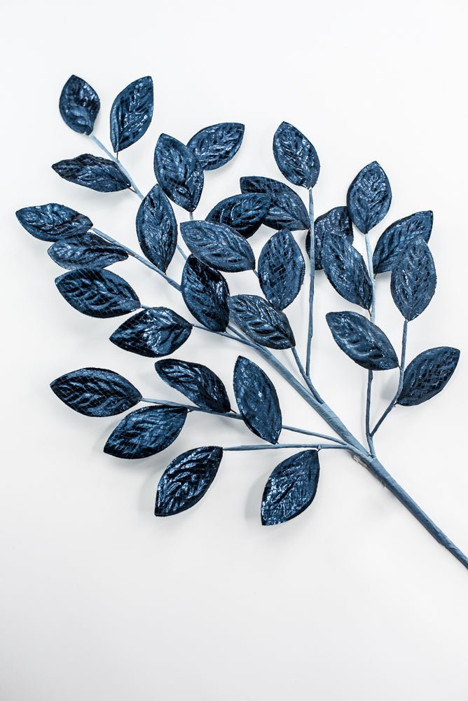 Dark Blue Metallic Leaves Spray - Greenery Market86267DKBL