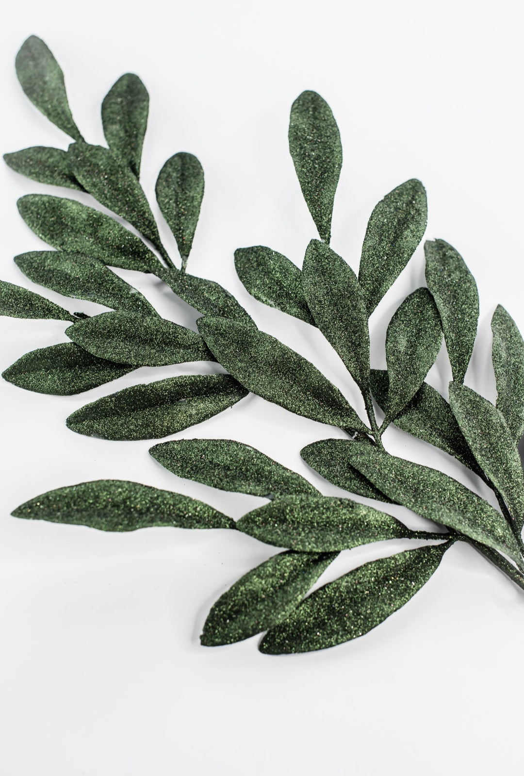 Dark Green Glitter Laurel Leaves Spray - Greenery Market86483DKGN