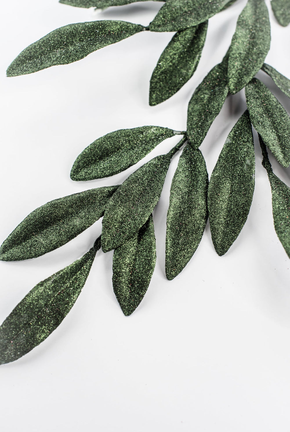 Dark Green Glitter Laurel Leaves Spray - Greenery Market86483DKGN