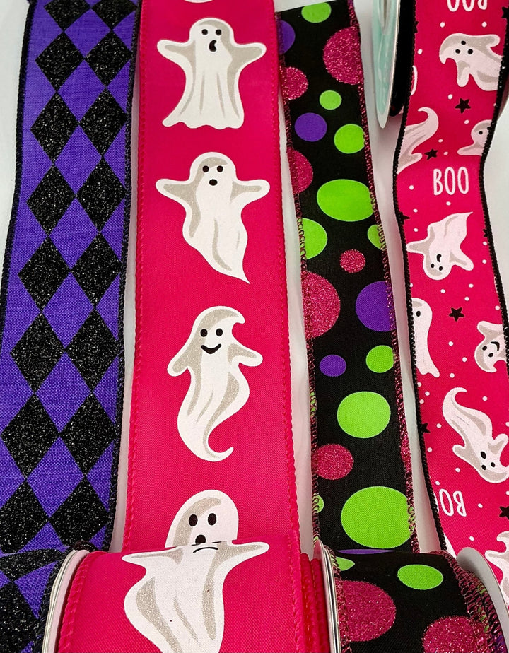 DIY ribbon bow bundle - pink ghost Halloween x 4 ribbons - Greenery MarketRibbons & TrimHotpinkdotx4