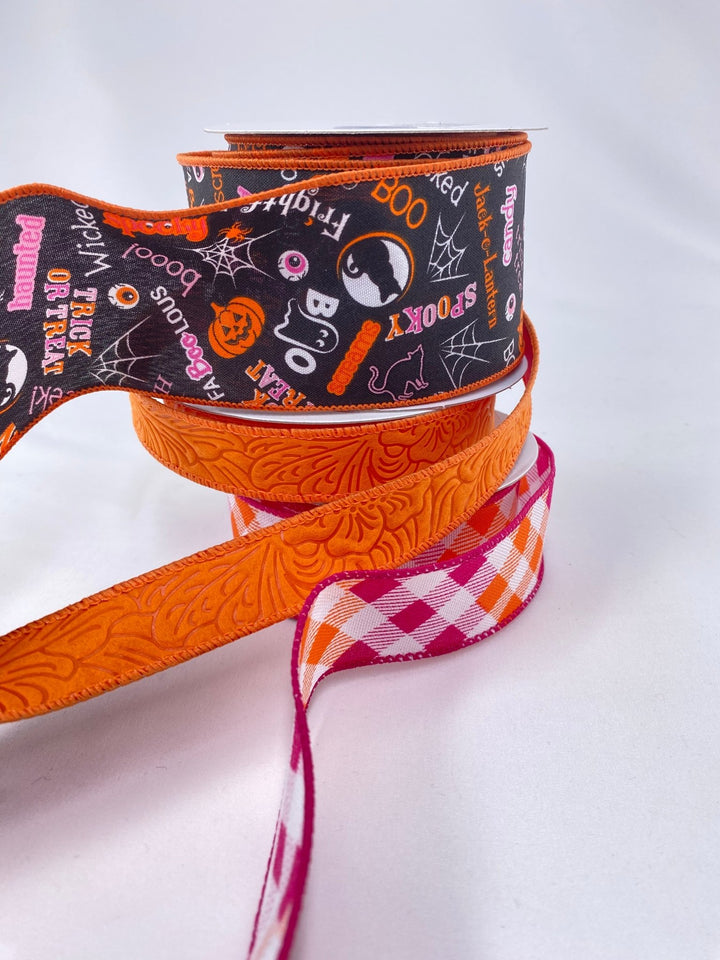 DIY ribbon bow bundle - pink Halloween x 3 Wired ribbons - Greenery MarketRibbons & TrimHottieHalX3