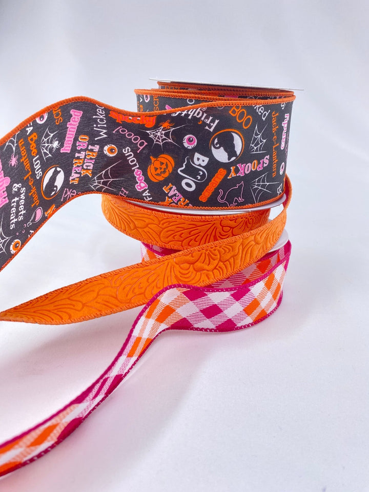 DIY ribbon bow bundle - pink Halloween x 3 Wired ribbons - Greenery MarketRibbons & TrimHottieHalX3