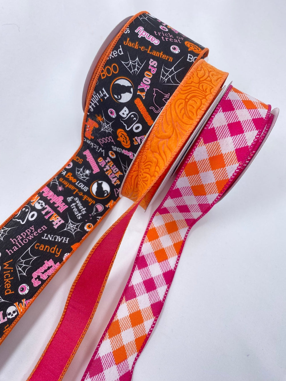 DIY ribbon bow bundle - pink Halloween x 3 Wired ribbons - Greenery MarketRibbons & TrimHottieHalX3
