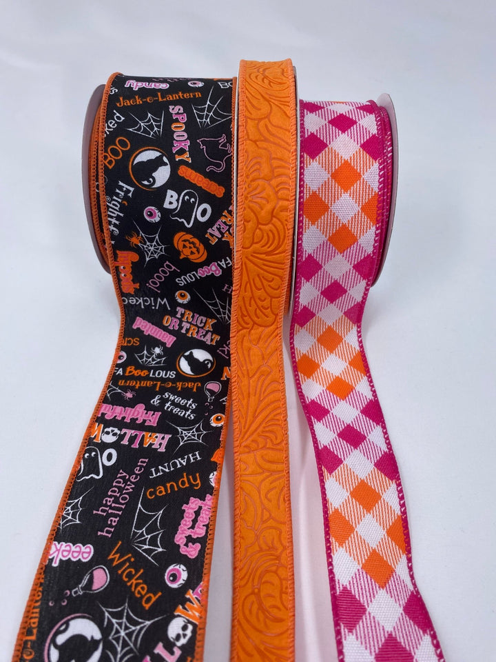 DIY ribbon bow bundle - pink Halloween x 3 Wired ribbons - Greenery MarketRibbons & TrimHottieHalX3