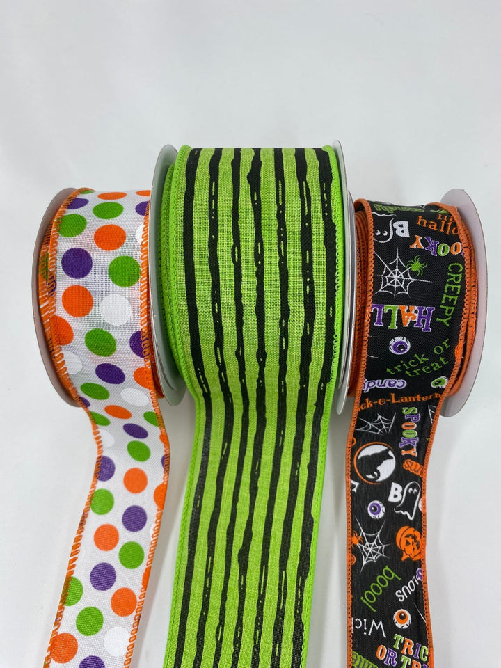 DIY ribbon bow bundle - Purple Green Halloween x 3 Wired ribbons - Greenery MarketRibbons & Trim