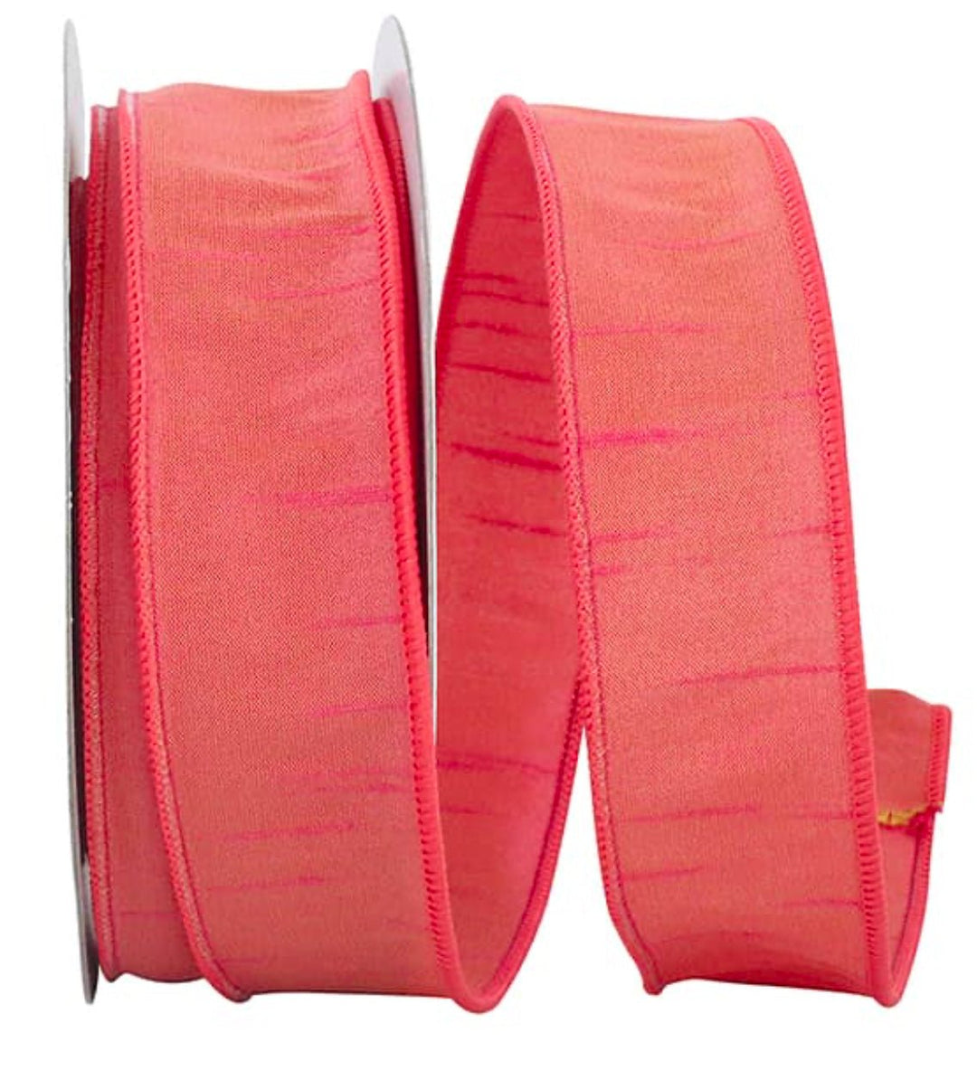 Dupioni Supreme Wired Ribbon 1.5” Coral 20 yards - Greenery Market92975W - 907 - 09H
