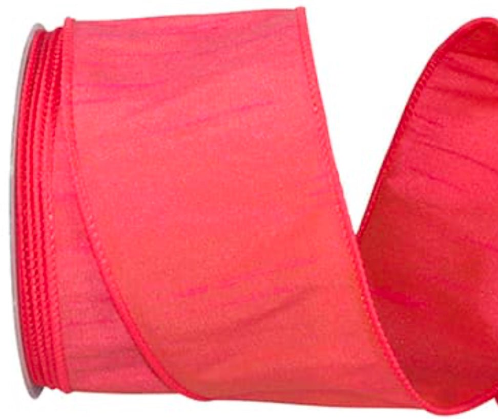 Dupioni Supreme Wired Ribbon 2.5” Coral - Greenery Market92975W - 907 - 40F