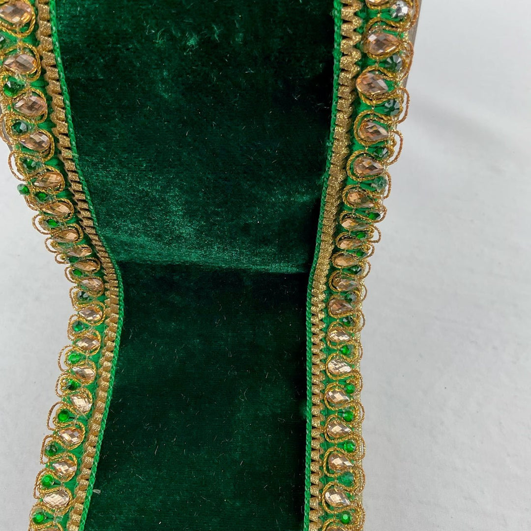 Emerald green Farrisilk king edwards velvet tree ribbon - 4” - Greenery Marketwired ribbonRK340 - 55