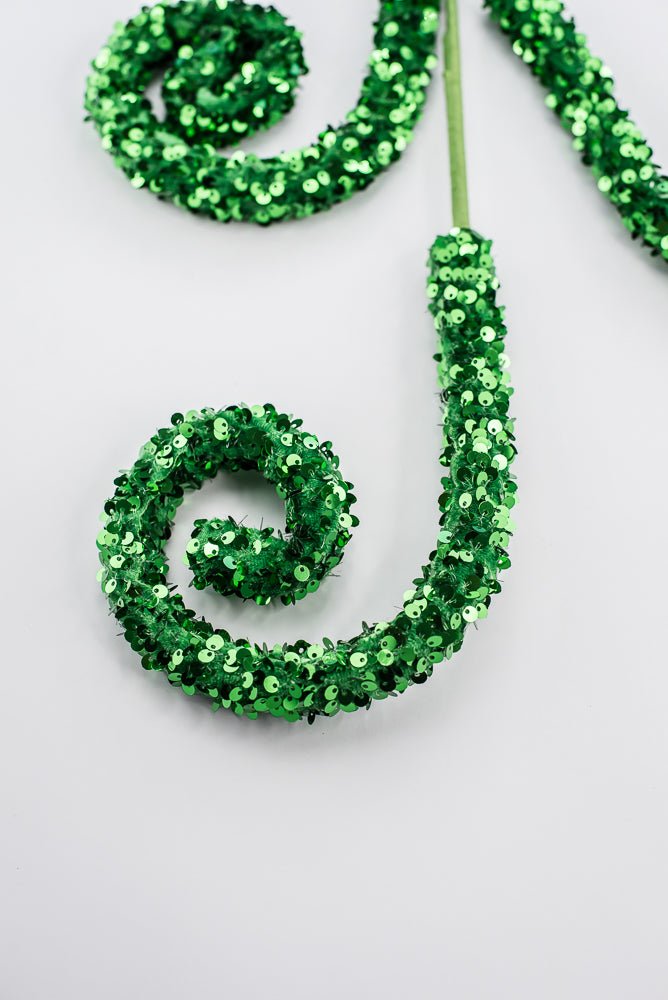 Emerald Green Sequin Curly Spray - Greenery Market85921GN