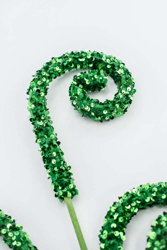 Emerald Green Sequin Curly Spray - Greenery Market85921GN