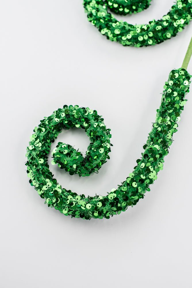 Emerald Green Sequin Curly Spray - Greenery Market85921GN