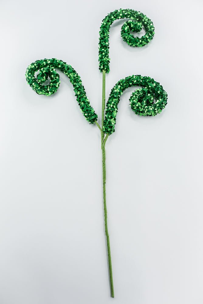 Emerald Green Sequin Curly Spray - Greenery Market85921GN