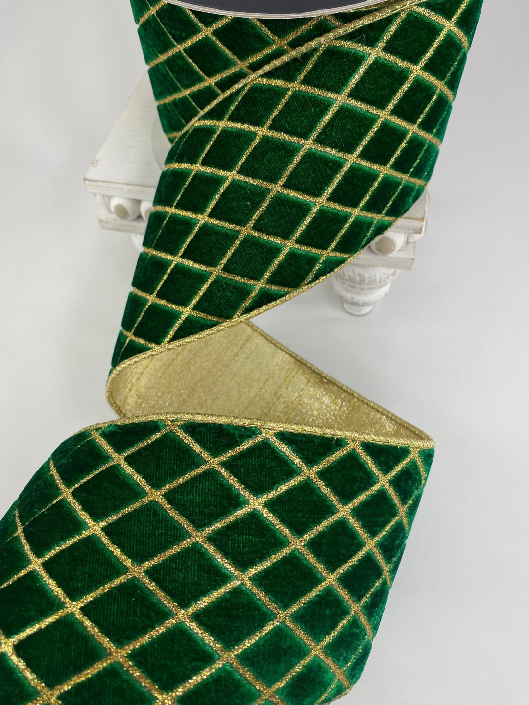 Emerald Metallic Diamond Farrisilk Wired Ribbon - 4" - Greenery MarketRG454 - 55