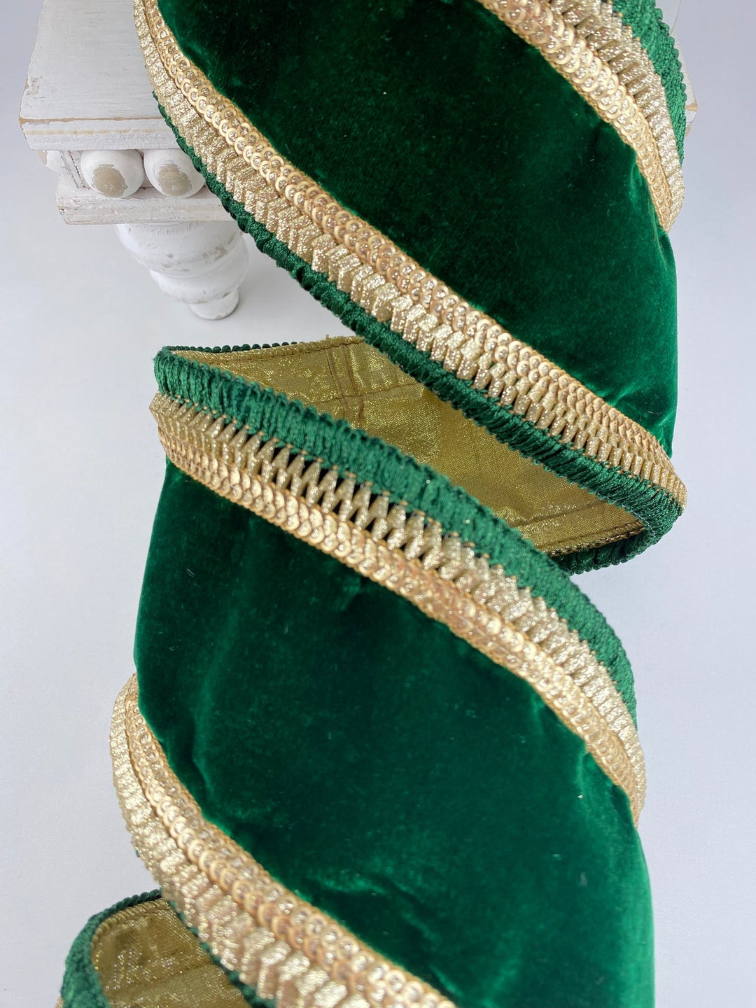 Emerald Royal Fringe Farrisilk Wired Ribbon - 4" - Greenery MarketRK315 - 55