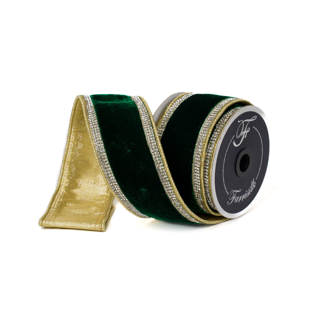 Emerald Winter Diamonds Farrisilk Wired Ribbon - 2.5" - Greenery MarketRK681 - 55