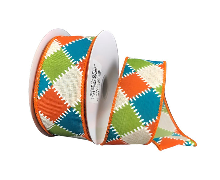 Fall Diagonal block wired ribbon -1.5” - Greenery MarketWired ribbon61101-09-33