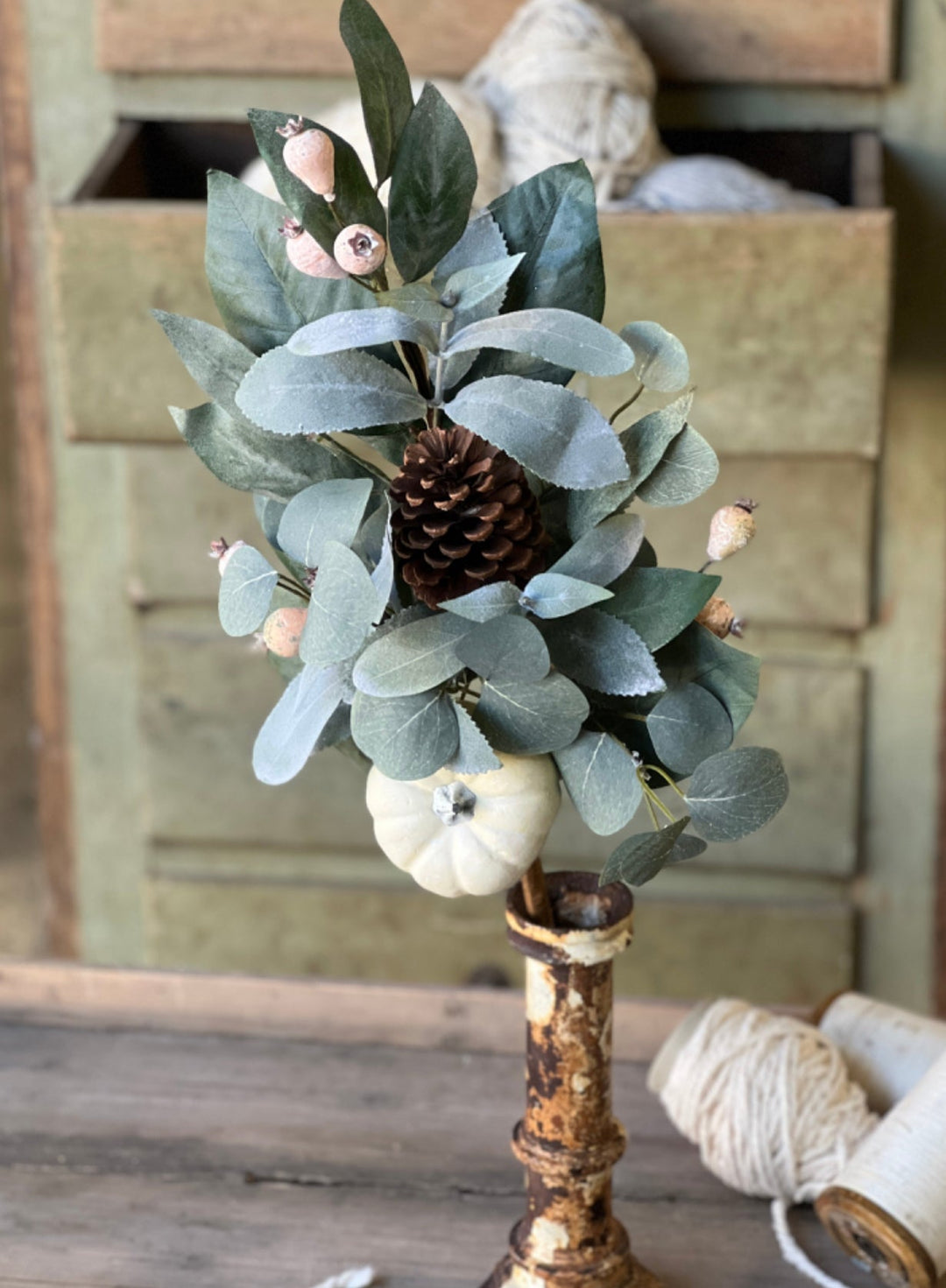 Fall mixed foliage & cream pumpkin spray - Greenery MarketgreeneryXF30531