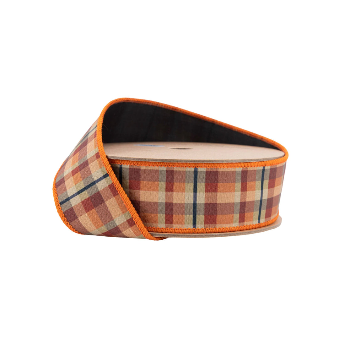 Fall Plaid Wired Dupioni Ribbon - 1.5" - Greenery Market8212W - 743 - 38E