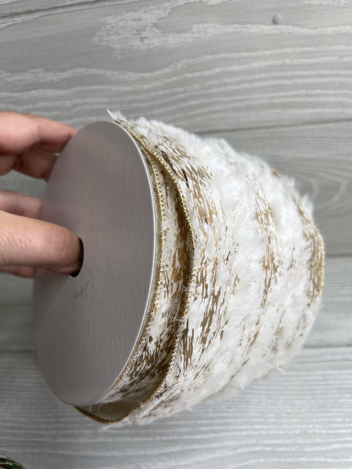 Farrisilk golden fleece ribbon - 4” - Greenery Marketwired ribbonRA719 - 43