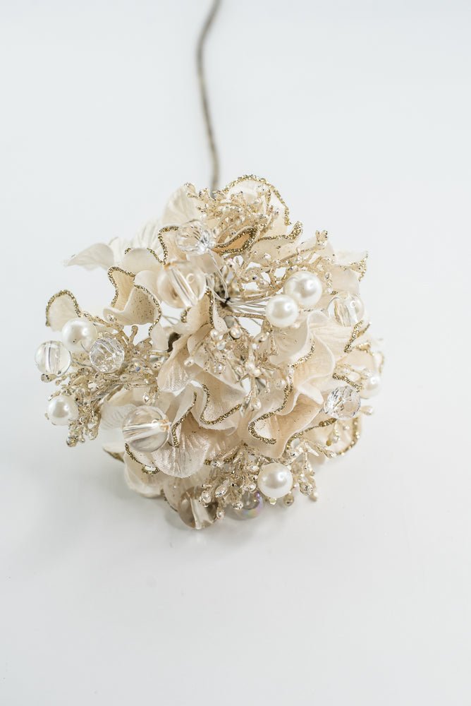 Farrisilk ivory Bejeweled Hydrangea - 6" - Greenery MarketCF089-62