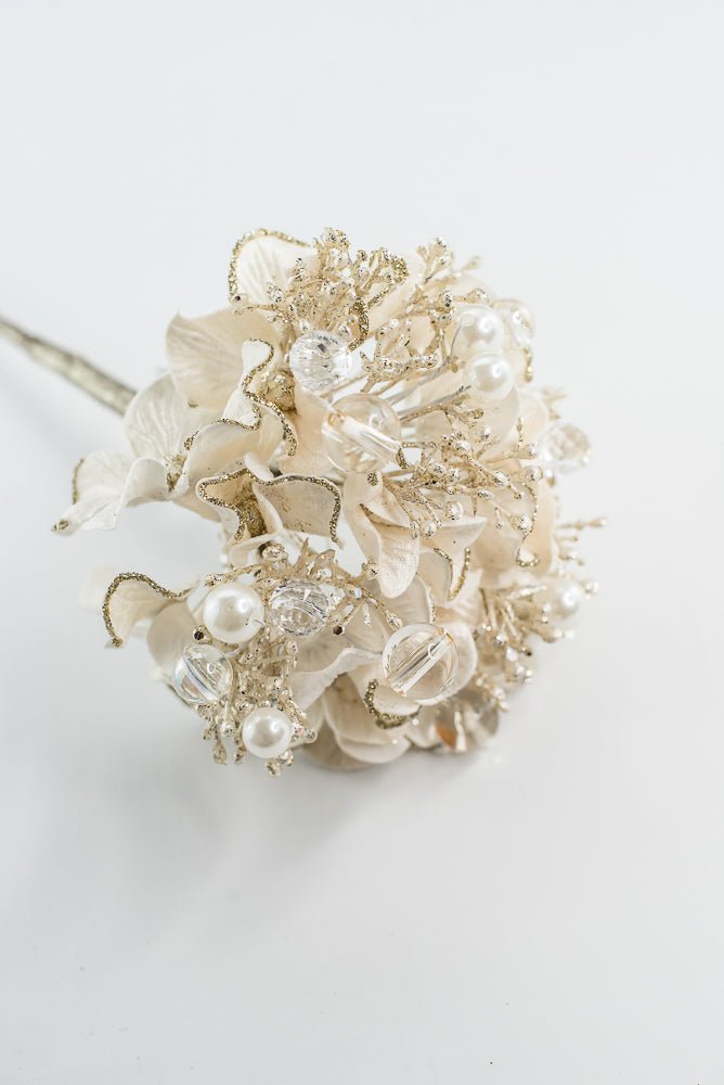 Farrisilk ivory Bejeweled Hydrangea - 6" - Greenery MarketCF089-62