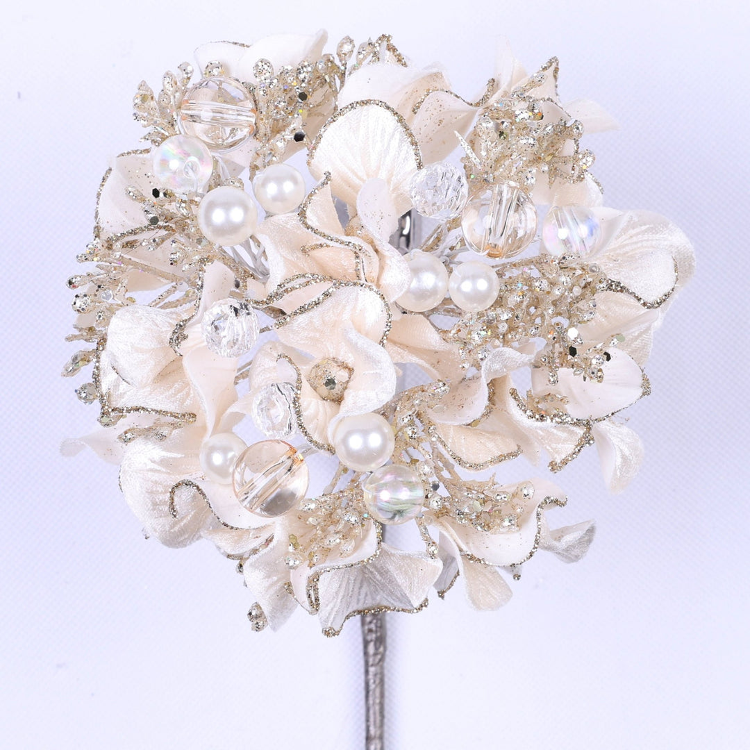 Farrisilk ivory Bejeweled Hydrangea - 6" - Greenery MarketCF089 - 62