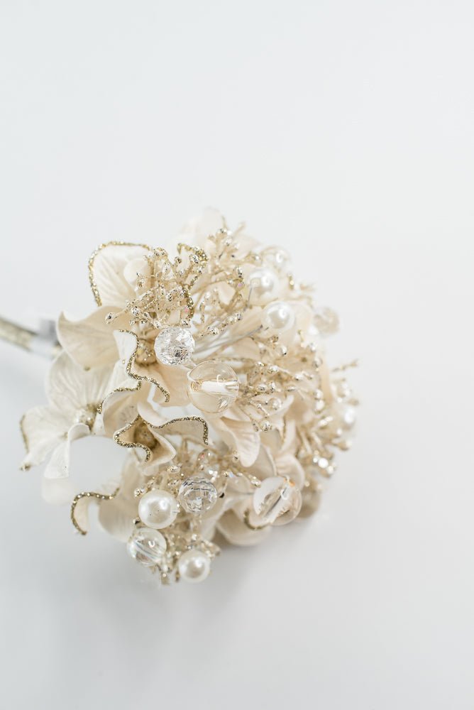 Farrisilk ivory Bejeweled Hydrangea - 6" - Greenery MarketCF089-62