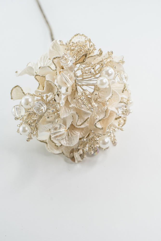 Farrisilk ivory Bejeweled Hydrangea - 6" - Greenery MarketCF089-62