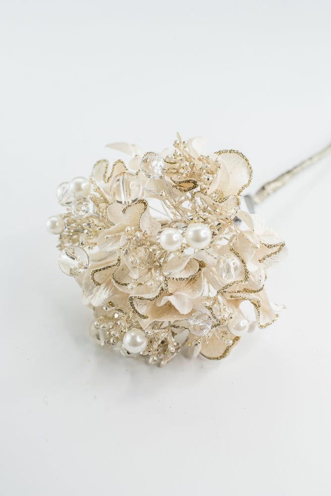 Farrisilk ivory Bejeweled Hydrangea - 6" - Greenery MarketCF089-62