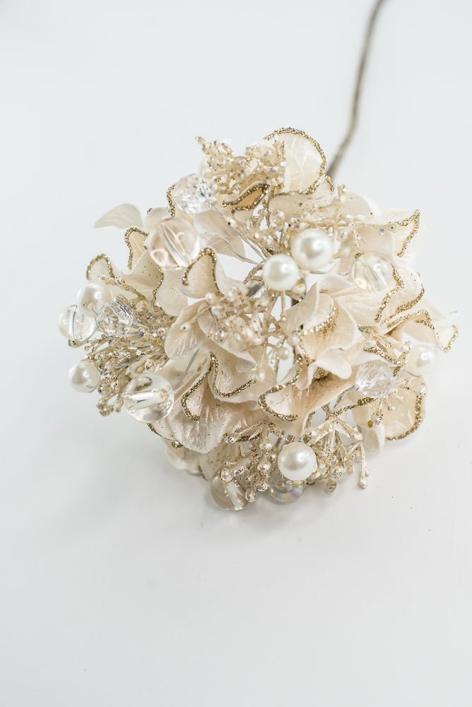 Farrisilk ivory Bejeweled Hydrangea - 6" - Greenery MarketCF089-62