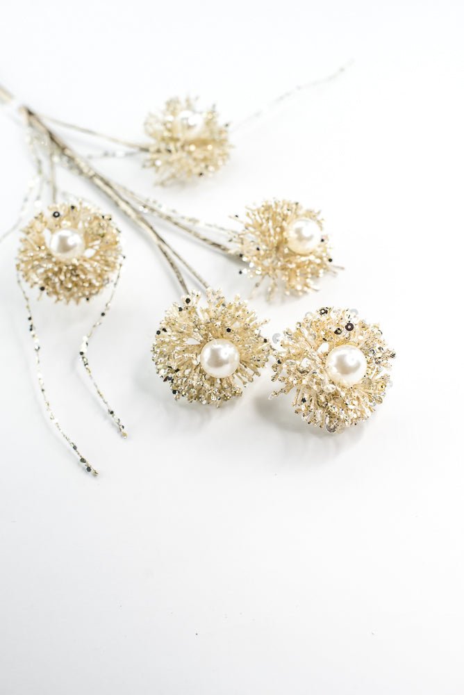 Farrisilk Ivory Pearl Puff Spray - 28" - Greenery MarketCF104-62