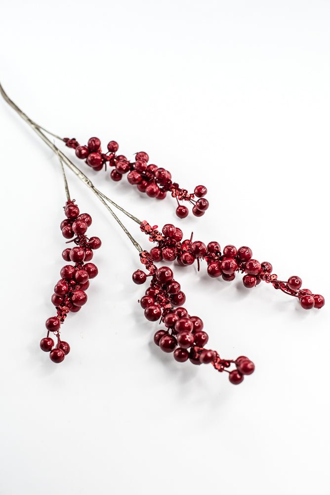 Farrisilk Red Pearls Spray - 30" - Greenery MarketCF001-02