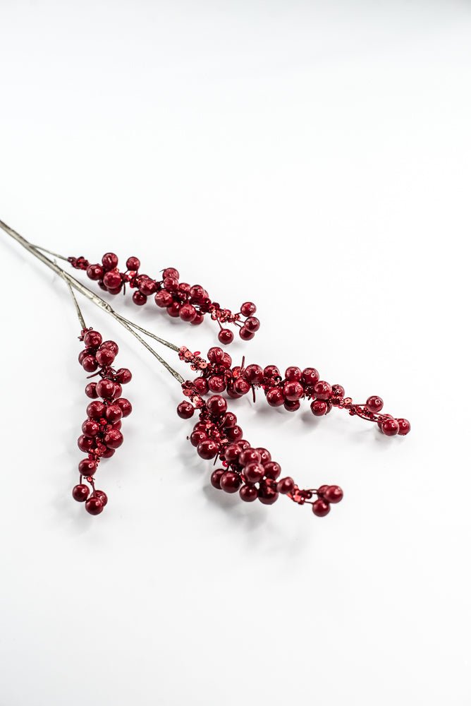 Farrisilk Red Pearls Spray - 30" - Greenery MarketCF001-02