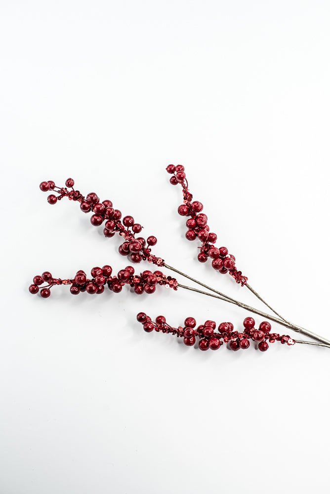 Farrisilk Red Pearls Spray - 30" - Greenery MarketCF001-02