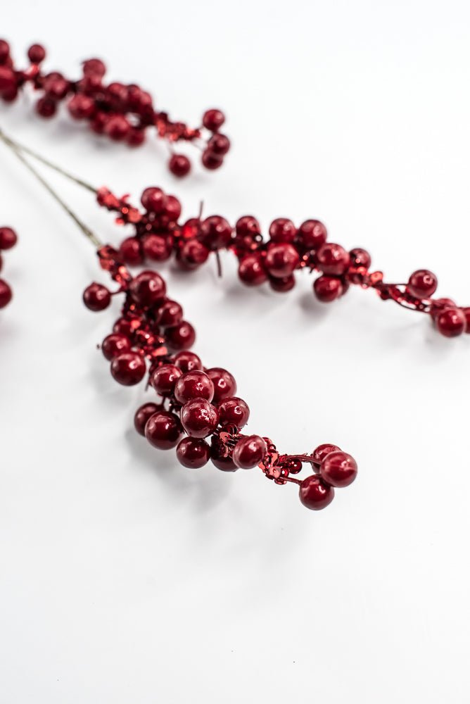 Farrisilk Red Pearls Spray - 30" - Greenery MarketCF001-02