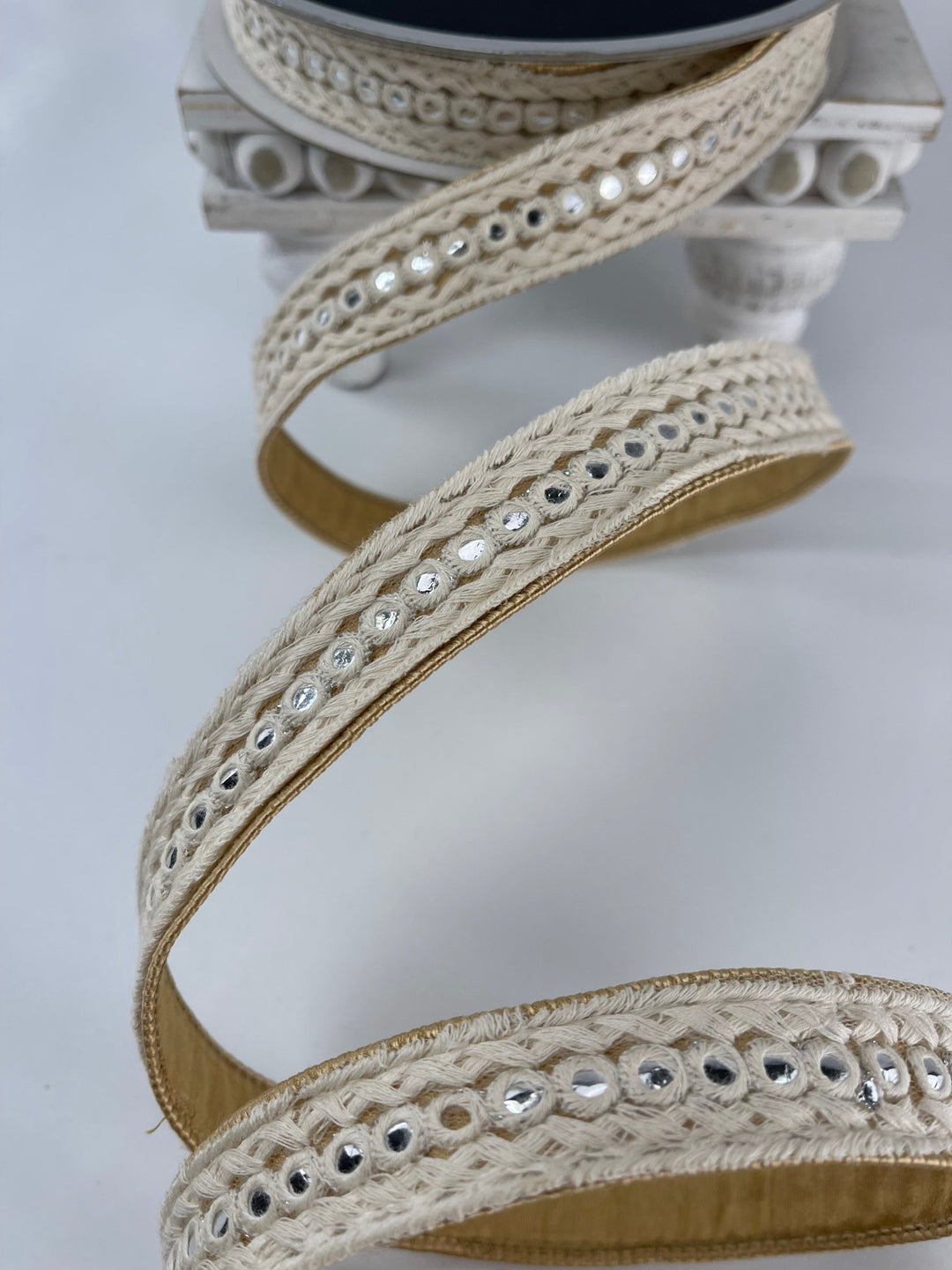 Farrisilk soho braided wired ribbon - 1” - Greenery Marketwired ribbonRk423 - 01