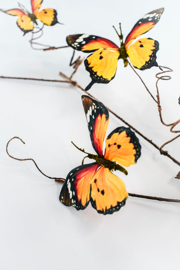 Faux Butterfly Twig Spray - Orange - Greenery MarketFSB066 - OR/BR