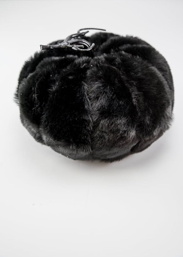 Faux fur glam pumpkin - black - 10” - Greenery MarketSeasonal & Holiday Decorations57119BK
