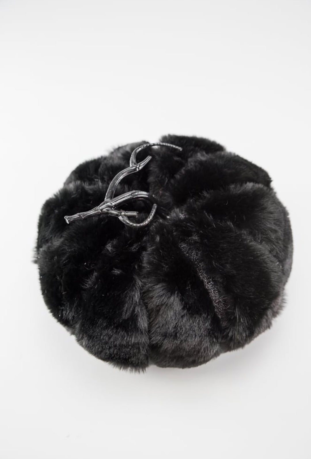 Faux fur glam pumpkin - black - 10” - Greenery MarketSeasonal & Holiday Decorations57119BK