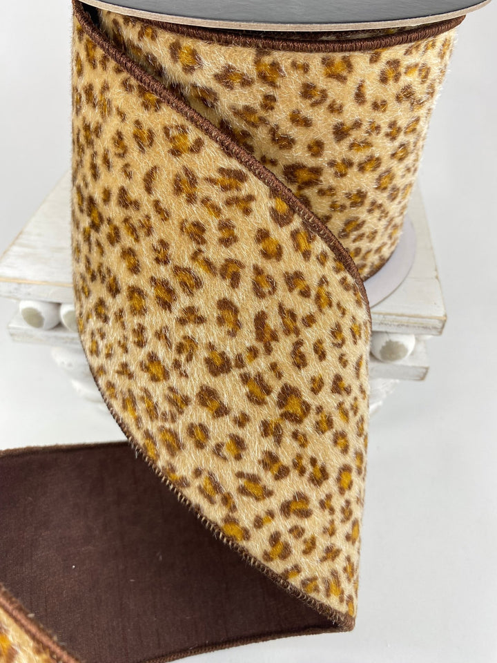 Faux hair cheetah wired ribbon 4” - Greenery MarketRibbons & Trim138122