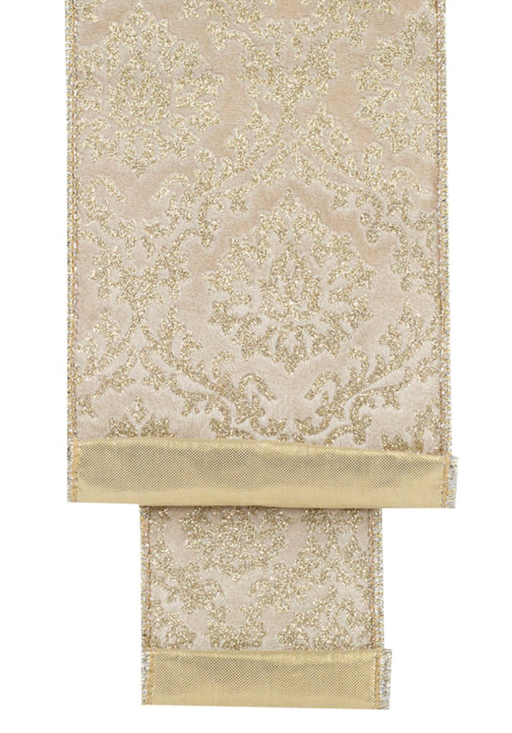 Filagree Regal Gold and Cream Wired Ribbon 4” - Greenery MarketRibbons & Trim94273W - 992 - 10D