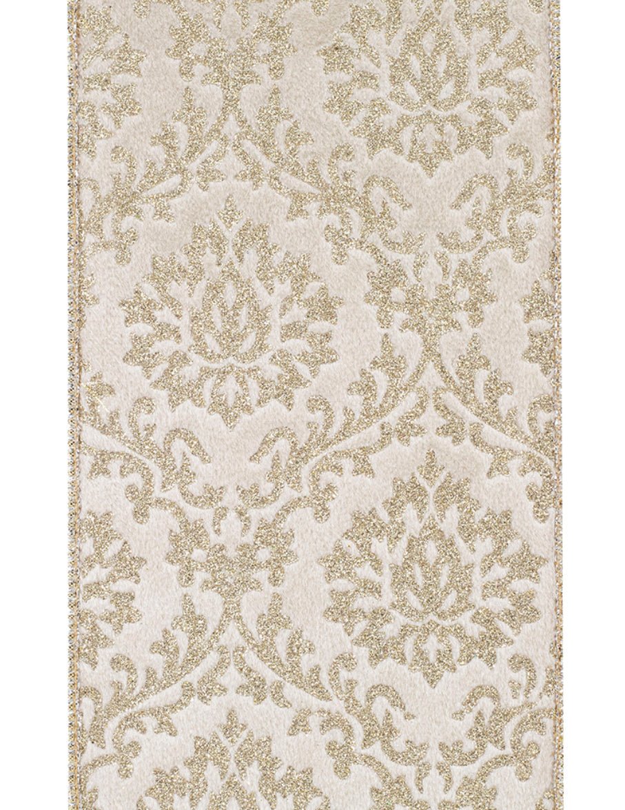 Filagree Regal Gold and Cream Wired Ribbon 4” - Greenery MarketRibbons & Trim94273W - 992 - 10D