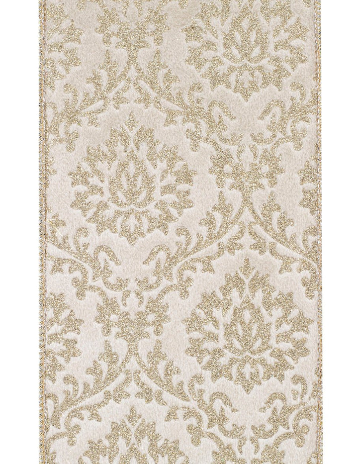 Filagree Regal Gold and Cream Wired Ribbon 4” - Greenery MarketRibbons & Trim94273W - 992 - 10D