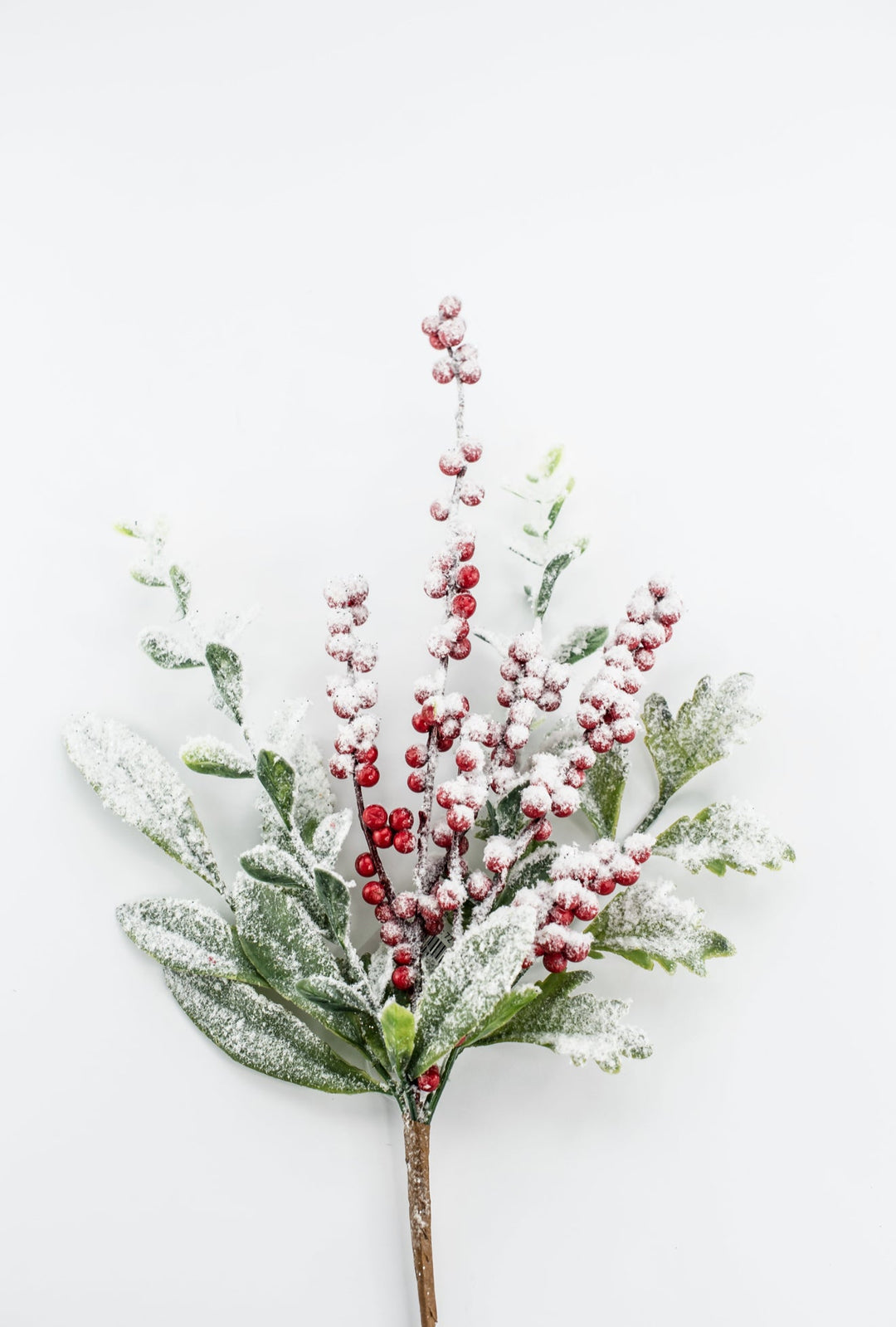 Flocked Berry Leaves Spray - Greenery Market86563SNOW